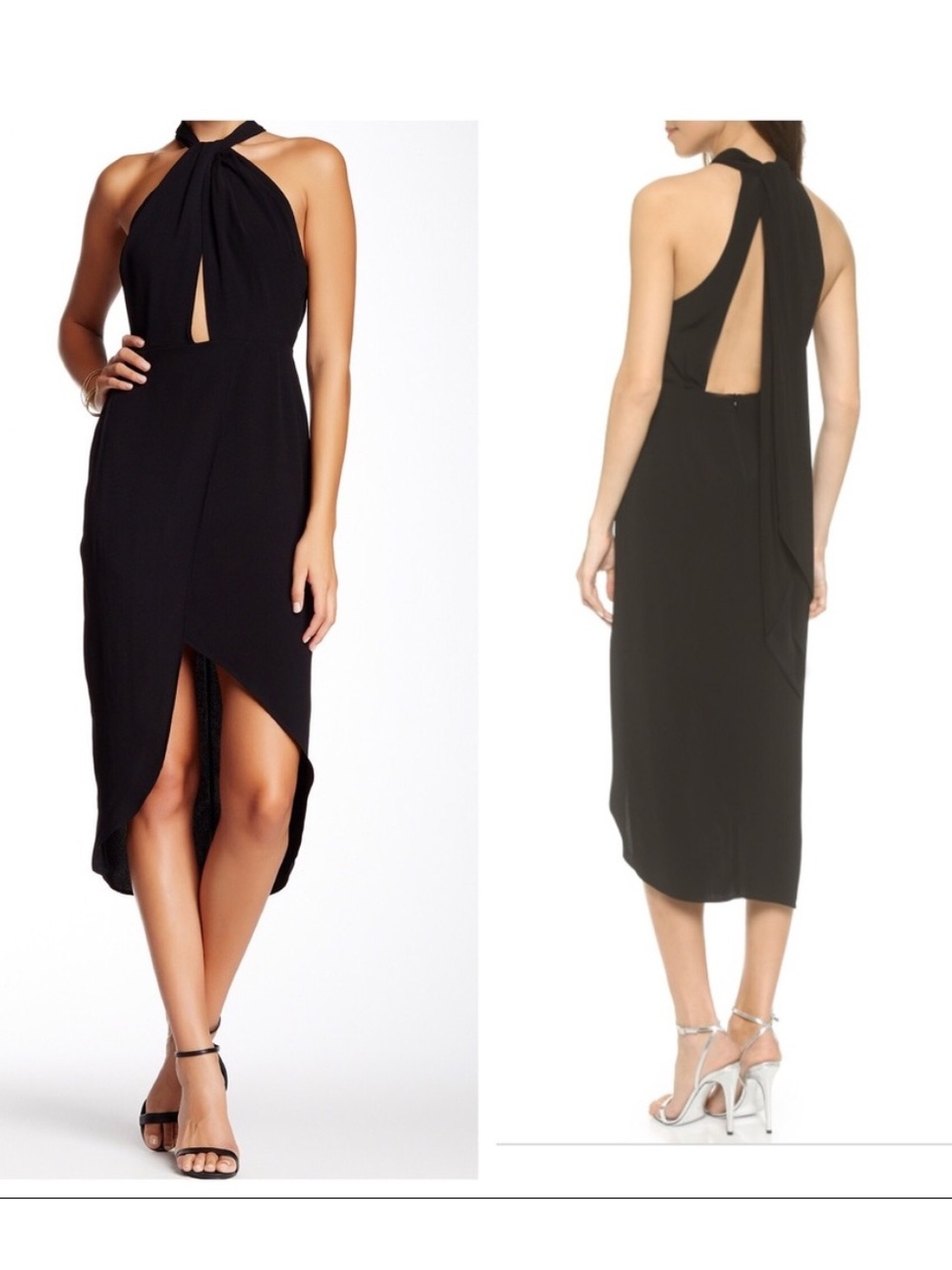 Bec and Bridge Oceanus Wrap Dress Tie Neck Open Back Peep Plunge Elegant Formal